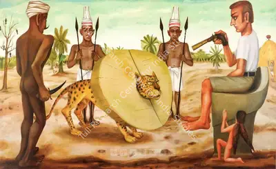 Gopikrishna (Artist), Series: 18 Unique Pictures, Leopard Lock Prevalence Of The Eternal Circle, 2001, Painting