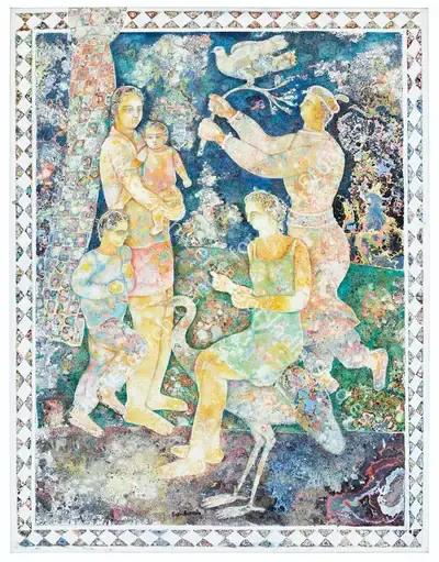 Sakti Burman (Artist), Song of a Bird, 2003, Painting