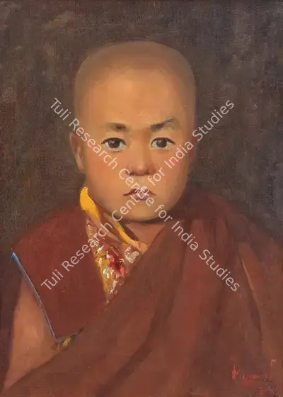 Kanwal Krishna (Artist), Portrait of His Holiness the Dalai Lama before his enthronement, 1940, Painting
