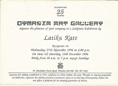 Latika Katt (Artist), Latika Katt, 1996, Solo Exhibition Invitation