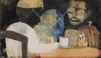 Ganesh Pyne (Artist), Two Friends, 1963, Painting