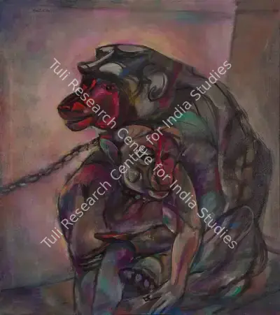 Paritosh Sen (Artist), Mother and Child, 1989, Painting