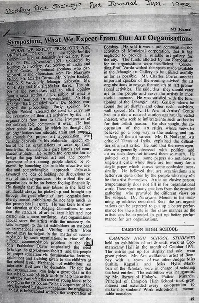 Symposium, what we expect from our art organisations, 1972, Newspaper Clipping