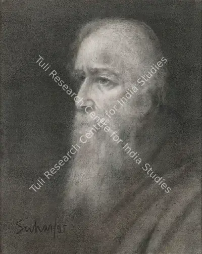 Suhas Roy (Artist), Face (Rabindranath Tagore), 1995, Painting