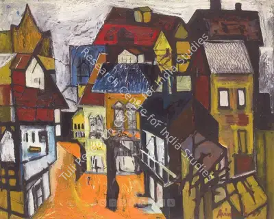 Avinash Chandra (Artist), Untitled (Houses), 1957, Painting