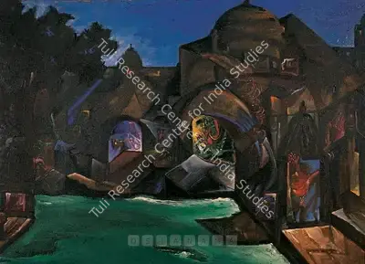 Manu Parekh (Artist), Benaras, 1989, Painting