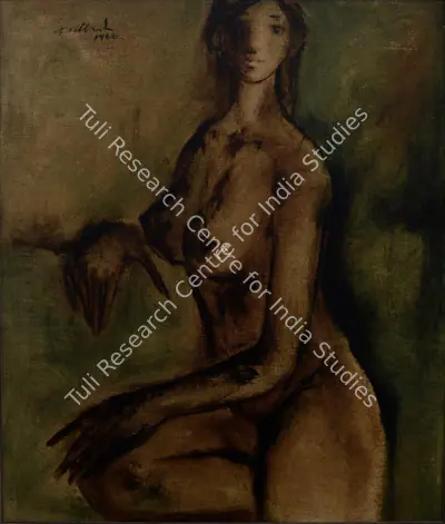 B. Vithal (Artist), Seated female nude, 1966, Painting