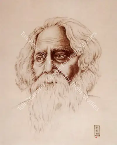 Pratima Tagore (Artist), Portrait of Rabindranath Tagore, Drawing