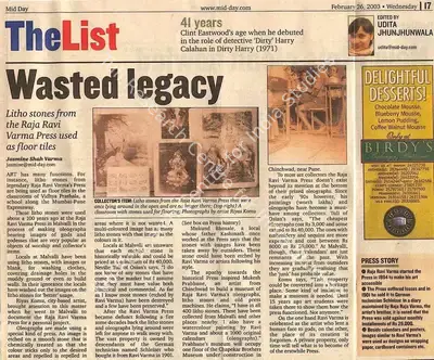 Jasmine Shah Varma (Reporter), Wasted Legacy, 2003, Newspaper Clipping