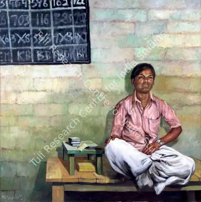 Bikash Bhattacharjee (Artist), Santu the Penciler, 1984, Painting
