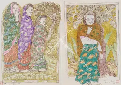 A. Ramachandran (Artist), Pair Of Untitled Works, 2002, Painting