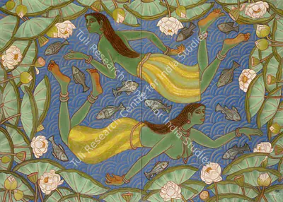 Ramachandran, A. (Artist). Girls in the Lotus Pond. Oil on canvas, 2002 | Painting | FineArts | 00641750