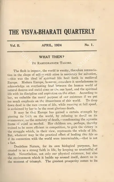 Rabindranath Tagore (Editor), Visva-Bharati Quarterly, 1924, Journal