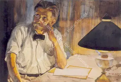 G.S. Haldankar (Artist), Portrait of Albert Schweitzer, 1966, Painting