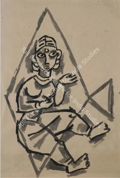 M.F. Husain (Artist), A Double-Sided Work, 1955, Drawing & Sketch