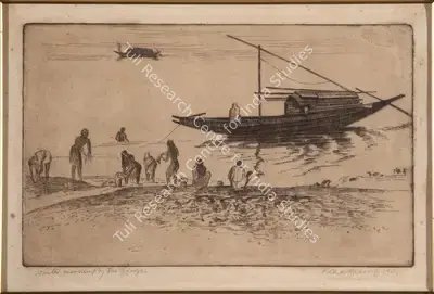 Ramendranath Chakravorty (Artist), Winter Morning by the Ganges, 1941, Graphic Art