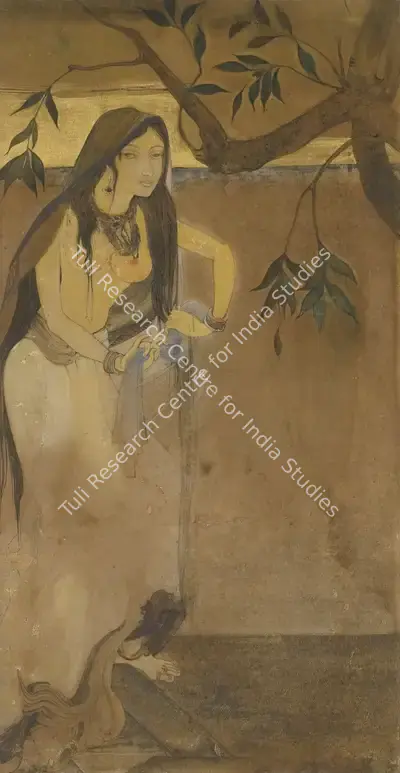 Kshitindranath Majumdar (Artist), Radha Returns From The Jamuna, 1918, Painting