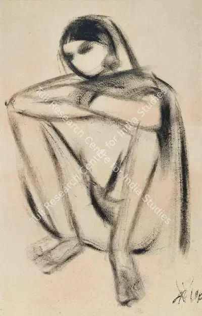 N.S. Bendre (Artist), Seated Lady, 1978, Painting