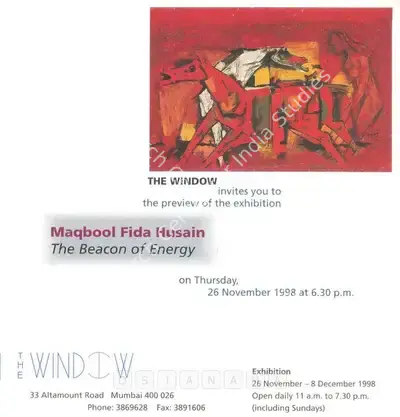 M.F. Husain (Artist), Maqbool Fida Husain, 1998, Solo Exhibition Invitation