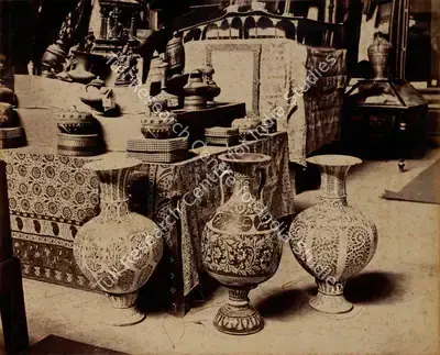 Shew Shankar Narayan (Photographer), Scind Pottery - Bombay Court, 1883, Antiquarian Photograph