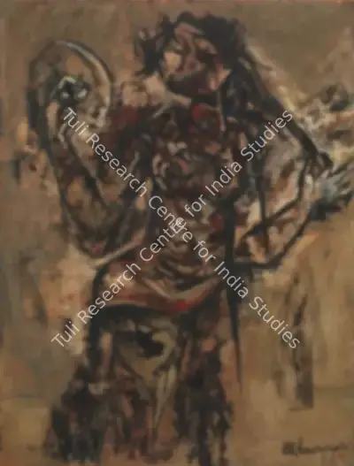 Krishen Khanna (Artist), Girl Holding Mirror, 1958, Painting