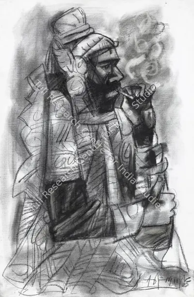 K.M. Adimoolam (Artist), Behind the Curtain, 2005, Drawing