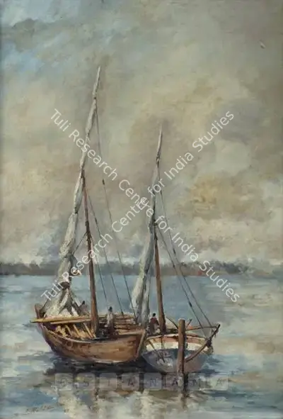 S.L. Haldankar (Artist), Sailing Boats, 1937, Painting