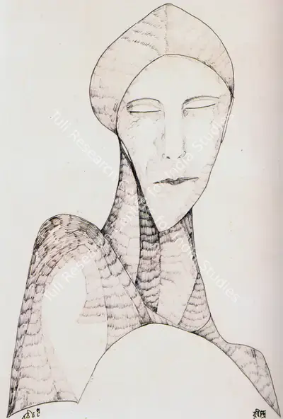 Rabindranath Tagore (Artist), Portrait, Drawing