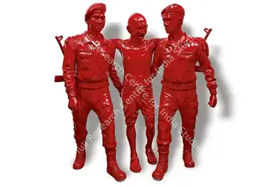 Debanjan Roy (Artist), Bapu With Soldiers, Sculpture
