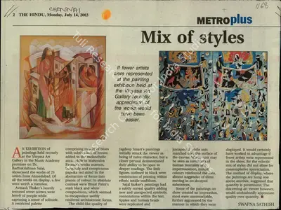 Swapna Sathish (Reporter), Mix of Styles, 2003, Newspaper Clipping