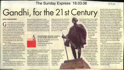 Atul Chaturvedi (Reporter), Gandhi, for the 21 st Century, 2006, Newspaper Clipping