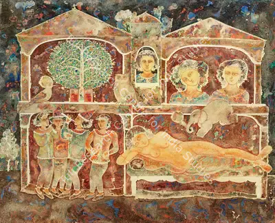 Sakti Burman (Artist), Reve de Maya (Maya's Dream), 1982, Painting