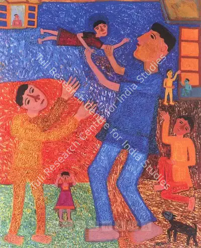 Madhavi Parekh (Artist), At Play, 1991, Painting