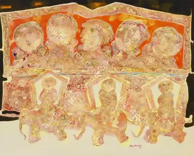 Sakti Burman (Artist), Untitled (Elephant Parade), 1967, Painting