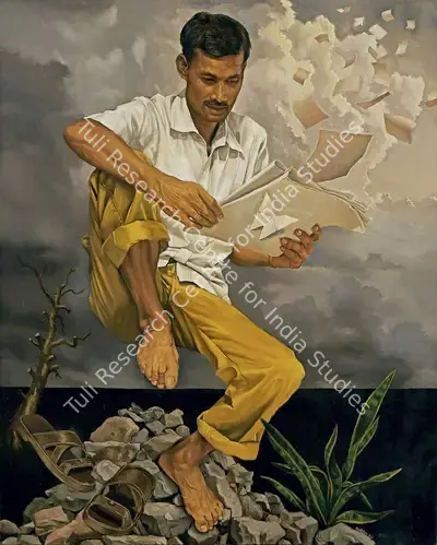 Subba Ghosh (Artist), The Newspaper Reader, 2022, Painting