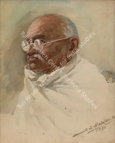 S.L. Haldankar (Artist), Untitled (Portrait of Mahatma Gandhi), 1951, Painting