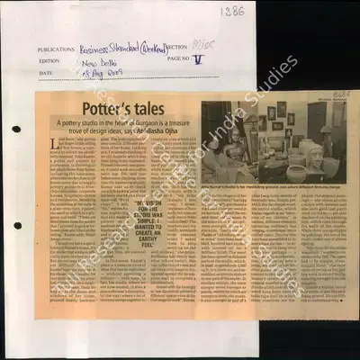 Abhilasha Ojha (Reporter), Potter's Tales, 2009, Newspaper Clipping