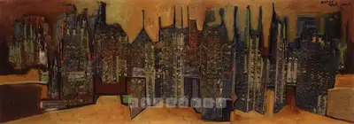 S.K. Bakre (Artist), Silhouettes, 1964, Painting