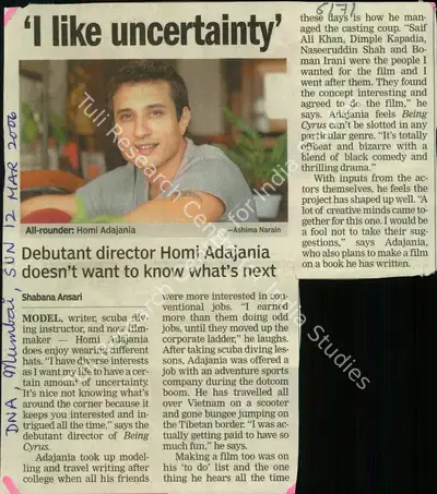 Shabana Ansari (Reporter), I like Uncertainty, 2006, Newspaper Clipping