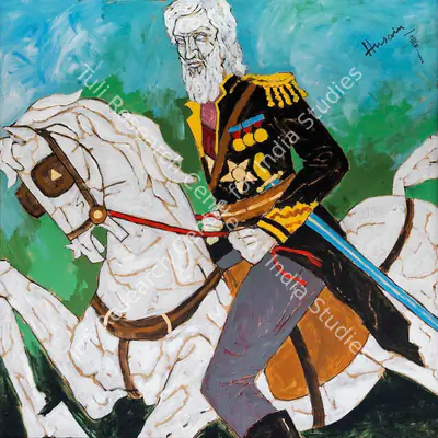 M.F. Husain (Artist), I was Conferred the Knighthood with Three Medals and a Star, 1990, Painting