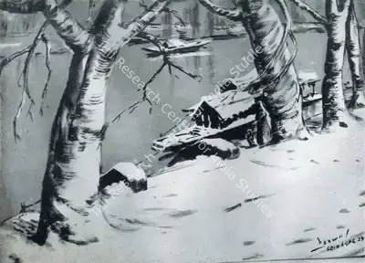 Kanwal Krishna (Artist), Winter in Kashmir, Painting