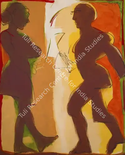 Das, Jatin (Artist). Man-Woman in Terra Red. Acrylic on canvas, 2009 | Painting | EconomicsArt | 00871013