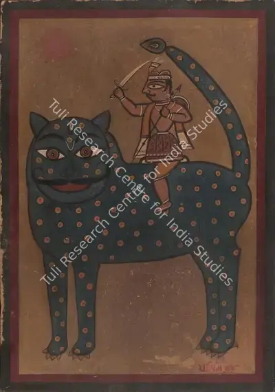 Jamini Roy (Artist), King on a Tiger, 1932, Painting