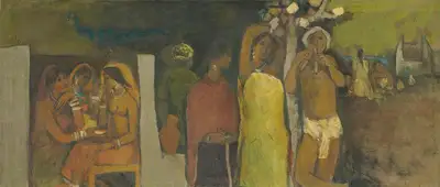 Arup Das (Artist), Untitled (Village), 1979, Painting