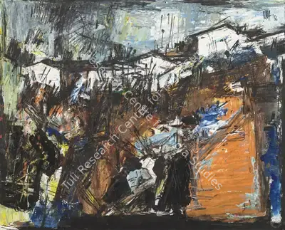 S.H. Raza (Artist), Village, 1956, Painting