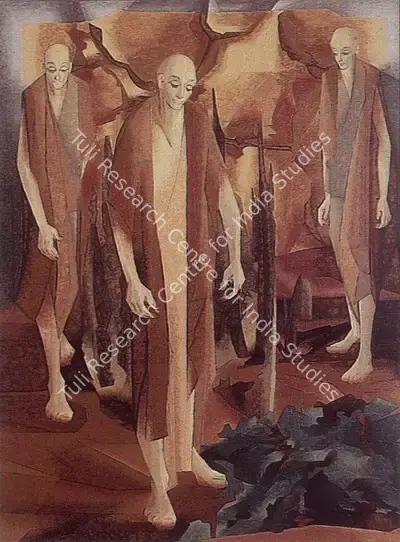 Sabavala, Jehangir (Artist). The Sorrowing Men. Oil on Canvas, 1974 | Pilgrim, Exile, Sorcerer | Painting | FineArts | 00182420