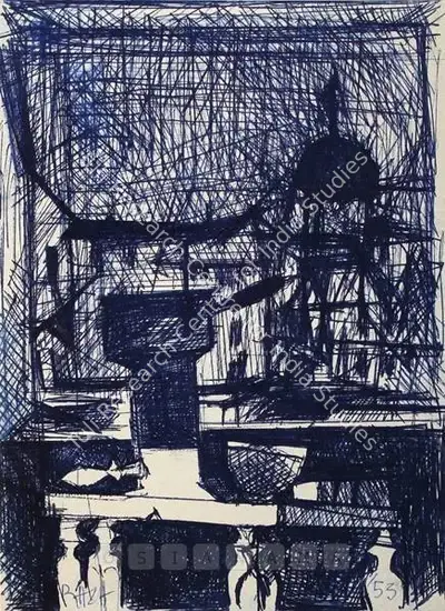 S.H. Raza (Artist), Untitled, 1953, Drawing