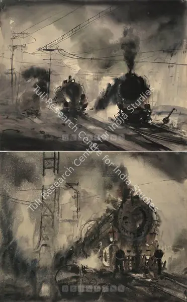 Pradip Maitra (Artist), Locomotive Series, 1986, Painting