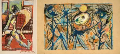 Sen, Sunil Madhav (Artist). A Girl, 1960 | Drawing, Os.Mum/21.03.09, 2009 · Osian's