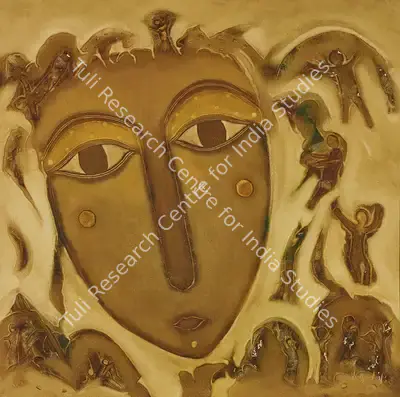 S.G. Vasudev (Artist), She, Mountains & Men, 2005, Painting